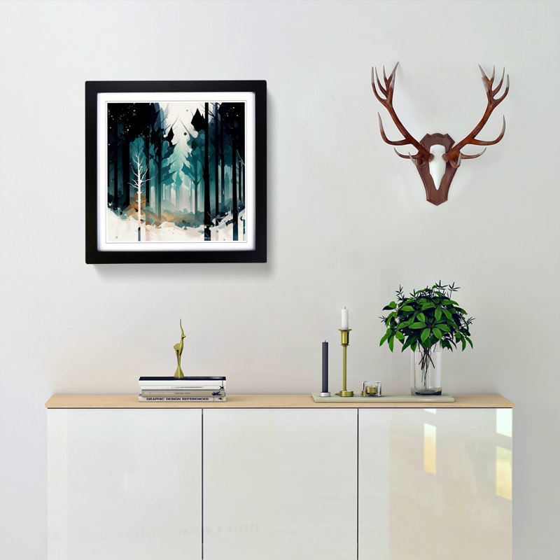 Winter Forest Abstract Art - Framed Print, Black