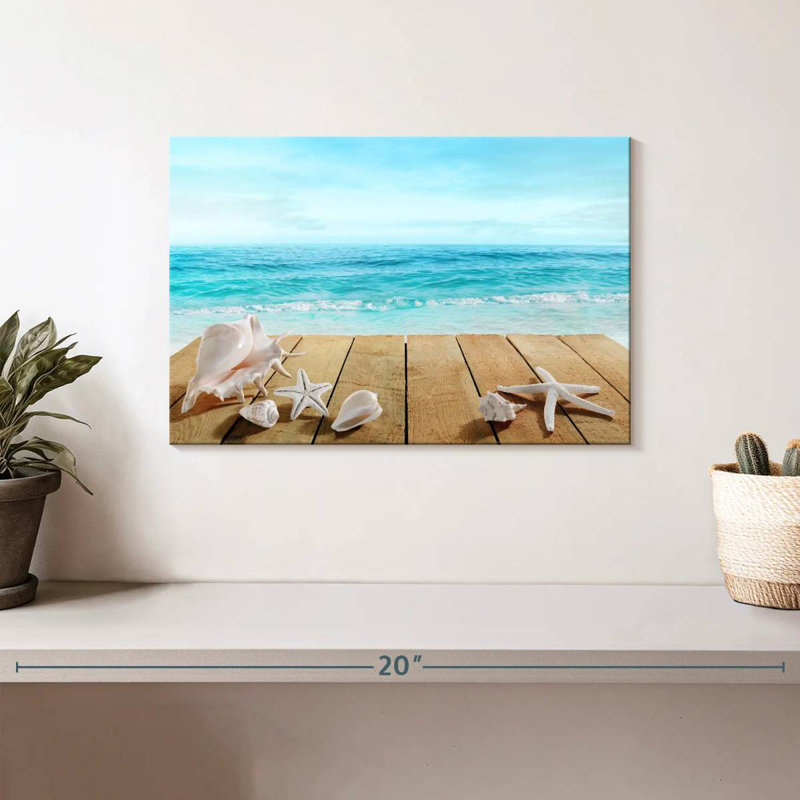 Seashells on boardwalk Aletra, H 8 po x l 12 po