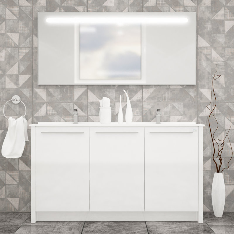 Ensemble de meuble-lavabo double 63 "avec miroir 63"