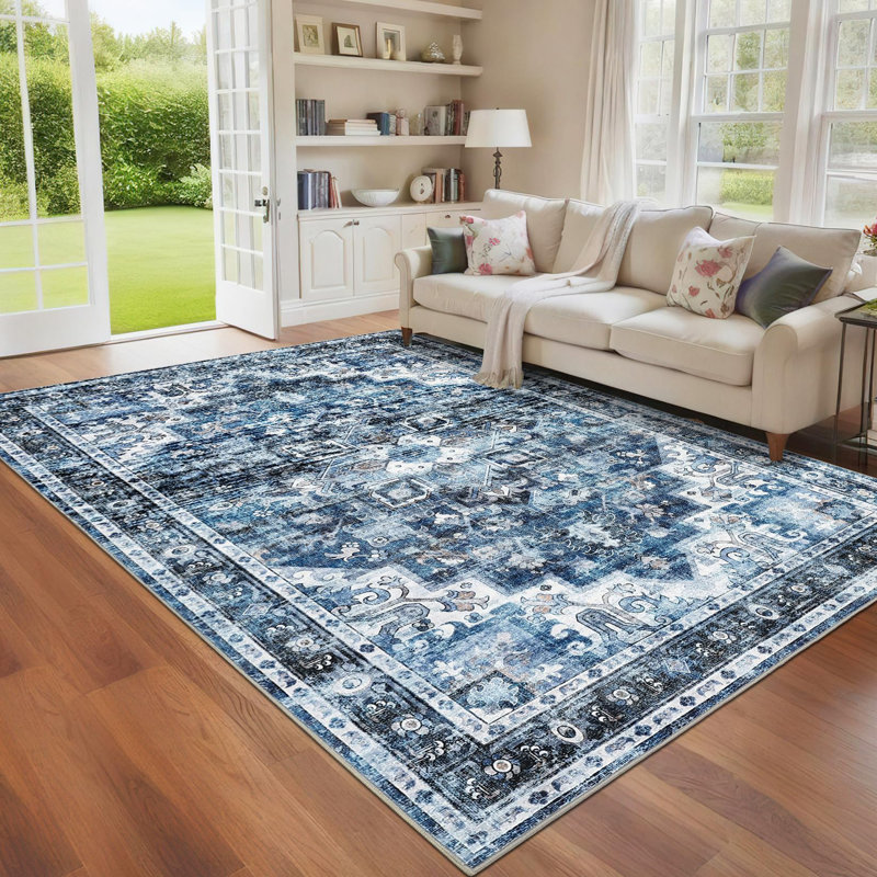 Abstract Machine Printed 120cm X 170cm Area Rug, Blue, Rectangle 160 x 230 cm