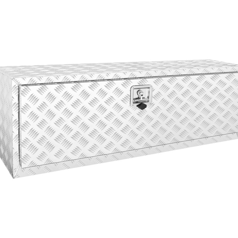 Boîte de poids lourds en aluminium à plaque de diamant, 48 po, 17 po, 18 po, imperméable, verrouillable, pour camion, fourgonnette, outil de remorque, rangement de 48 po, 17 po, 18 po, serrure et clés, loquet à poignée en T, protège les articles