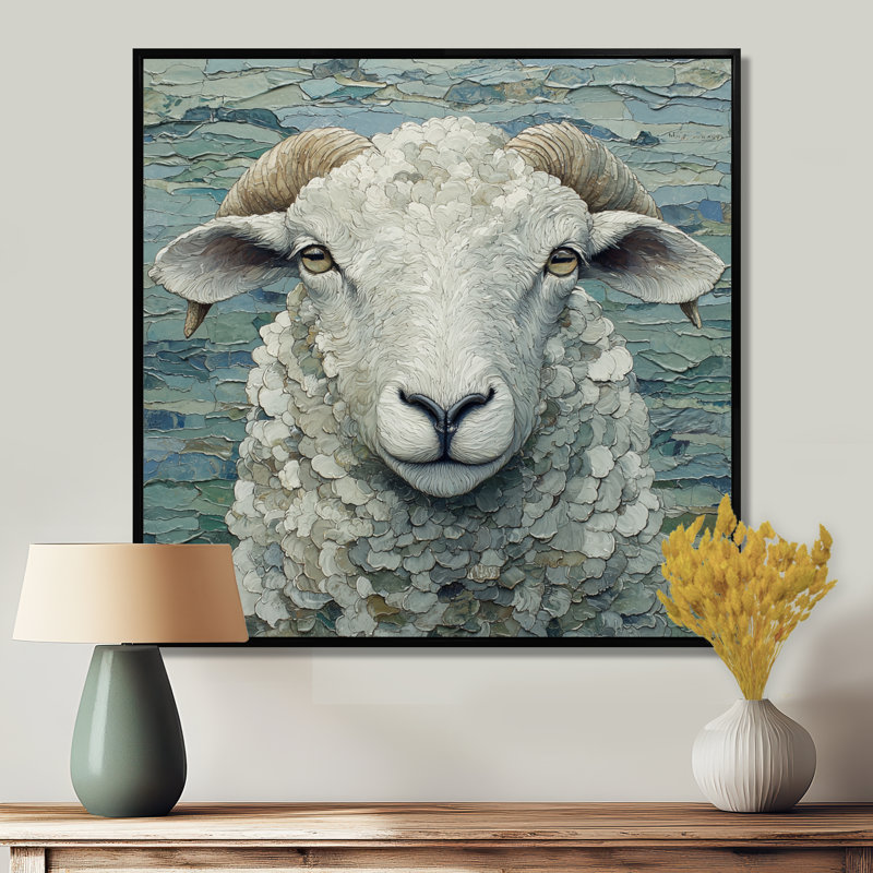 Portrait de mouton Drenna Ewes, Impression encadrée flottante, Noir, noir, noir, noir, H 16 po x l 16 po