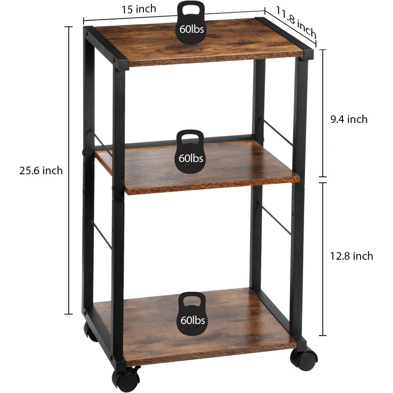 Mangeram 24.6'' H x 15'' W Printer Stand with Wheels