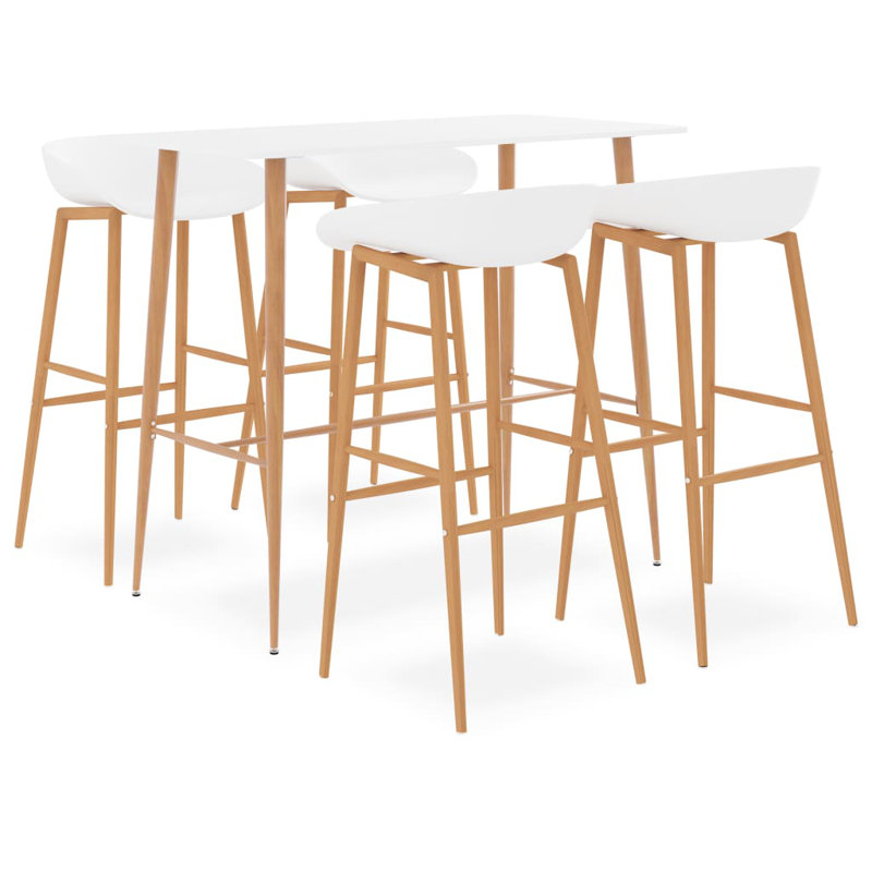 Barker 4 - Person Dining Set, White, White/Black
