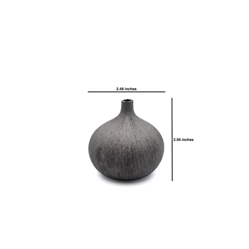 Ava-Mary Handmade Table Vase, Black, 2.6" H x 2.5" W x 2.5" D