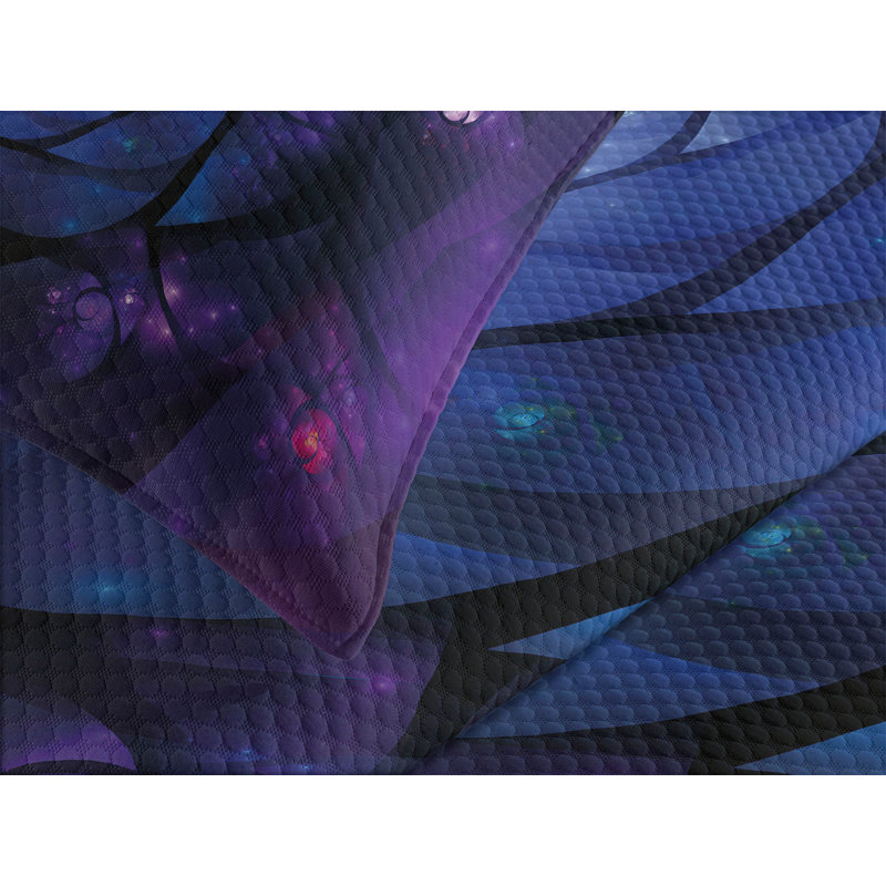 Ambesonne Psychedelic Bedspread Set  Purple Blue, King Coverlet/Bedspread + 2 Standard Shams