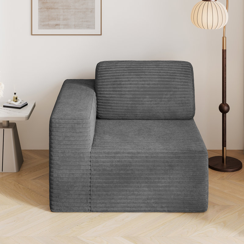 Upholstered Corduroy Accent Chair, Grey