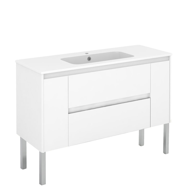 Ensemble de meuble-lavabo simple 47 po Ambra, Blanc brillant, Blanc lustré