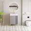 Meuble-lavabo à tablettes 21,6 po avec évier en céramique, porte à fermeture douce, armoire de rangement à tablettes ouvertes sur le côté droit, assemblage requis-1360397805
