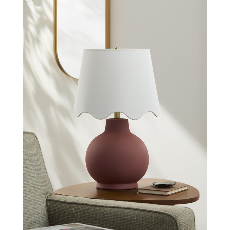 Ganza Table Lamp, Dark Red, White
