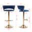 Ensemble de 2 tabourets de bar, avec repose-pieds chromé et base pivotante à hauteur réglable en velours + tabouret de bar simple Golden Leg-385420227