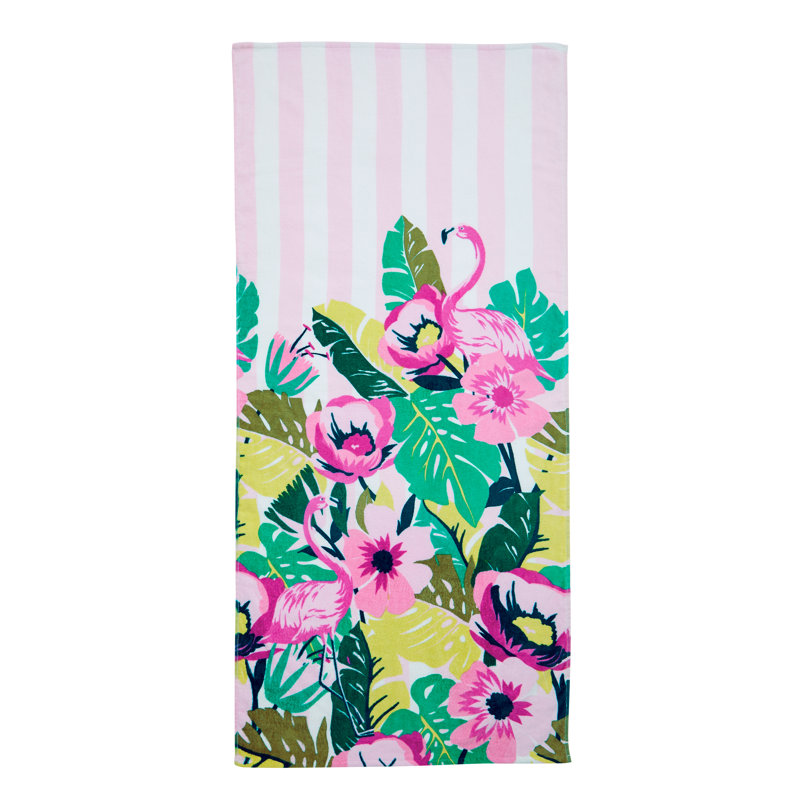 Tropical Flamingo 100% Cotton Beach Towel