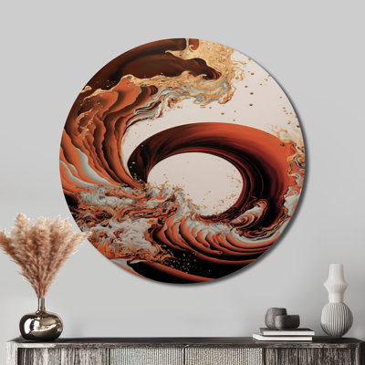 «Abstract Waves Iv», art mural rond en spirale abstraite sur métal