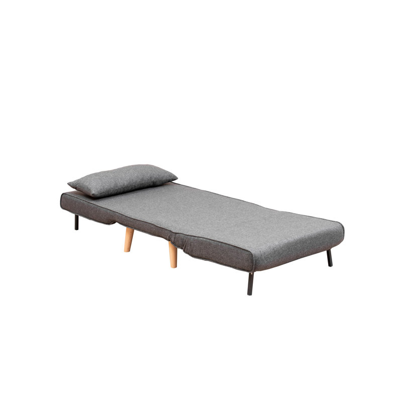 Canapé-lit polyvalent à 1 place, gris foncé | Structure 100% métal, tissu 100% polyester | Dimensions: 31,5 po x 31,5 po x 16,5 po | Coussins en mousse haute densité et en fibre de silicone | Dossier réglable à 14 niveaux pour un confort ultime