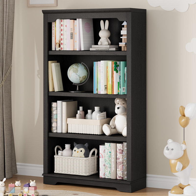 Bibliothèque standard H 55 "x l 31,5" avec tablettes à 4 niveaux Luper, Noir, (4 tablettes) H 55 po x l 31,5 po x P 11 po