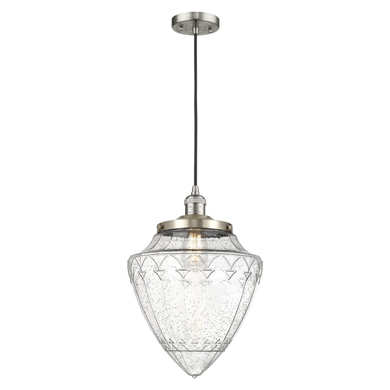 1 - Light Single Drop Pendant Pendant, Brushed Satin Nickel, Seedy