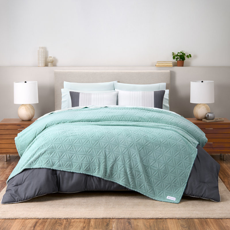 Couverture en peluche 100% polyester GAIAM Velvetloft, Bleu océan, Grand lit