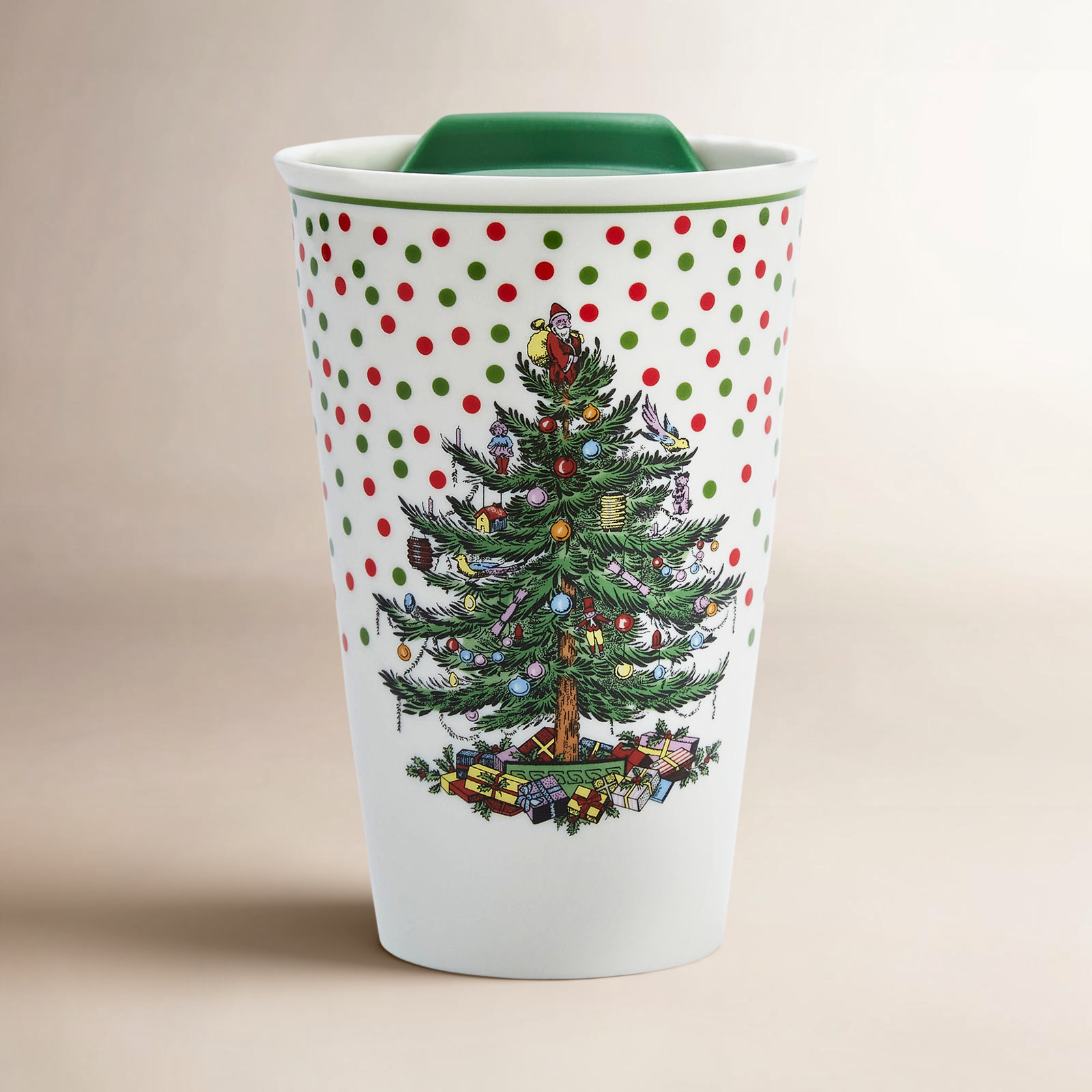 Christmas Tree Polka Dot Travel Mug