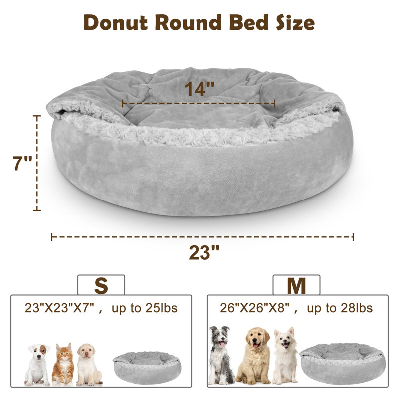 Lit pour chien JOEJoy pour petits chiens de taille moyenne, lit pour chiot Couddler Cozy Luxury, L 23 po x P 23 po x H 6 po