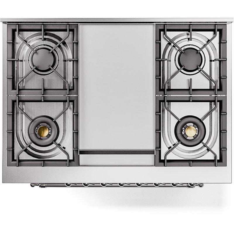 ILVE Nostalgie II 36 Dual Fuel Range, knobs, Antique White/Chrome, Natural Gas