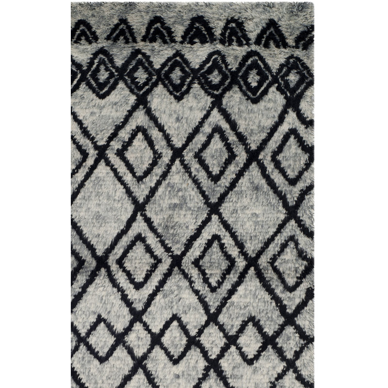 Tapis gris en laine et en coton touffeté à la main Aderhold, Rectangle 6 pi x 9 pi