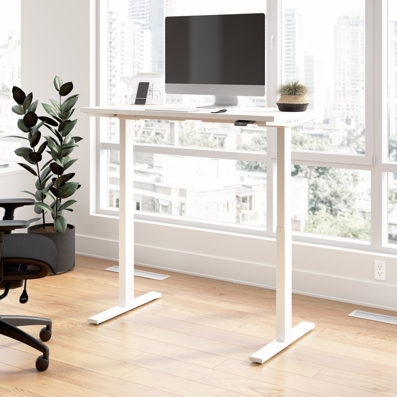 Bush Business Furniture Move 60 Series Electric Height Adjustable Standing Desk, 27" H x 48" W x 24" D, White