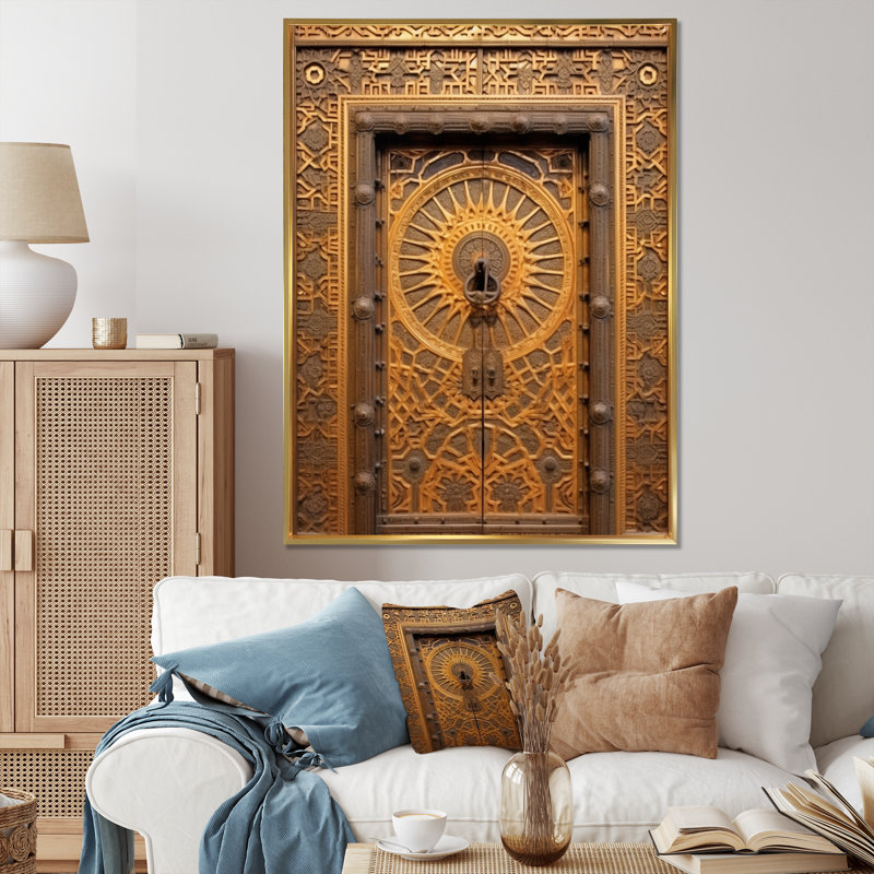 «Old Carved Wooden Door X - Farm Door», reproduction d'art sur toile encadrée, H 32 po x l 24 po x P 1 po