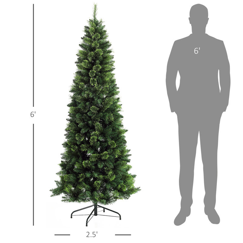 Arbres de Noël artificiels 6 pi, avec ouverture automatique, base en acier, aiguilles de pin, pour la décoration de Noël