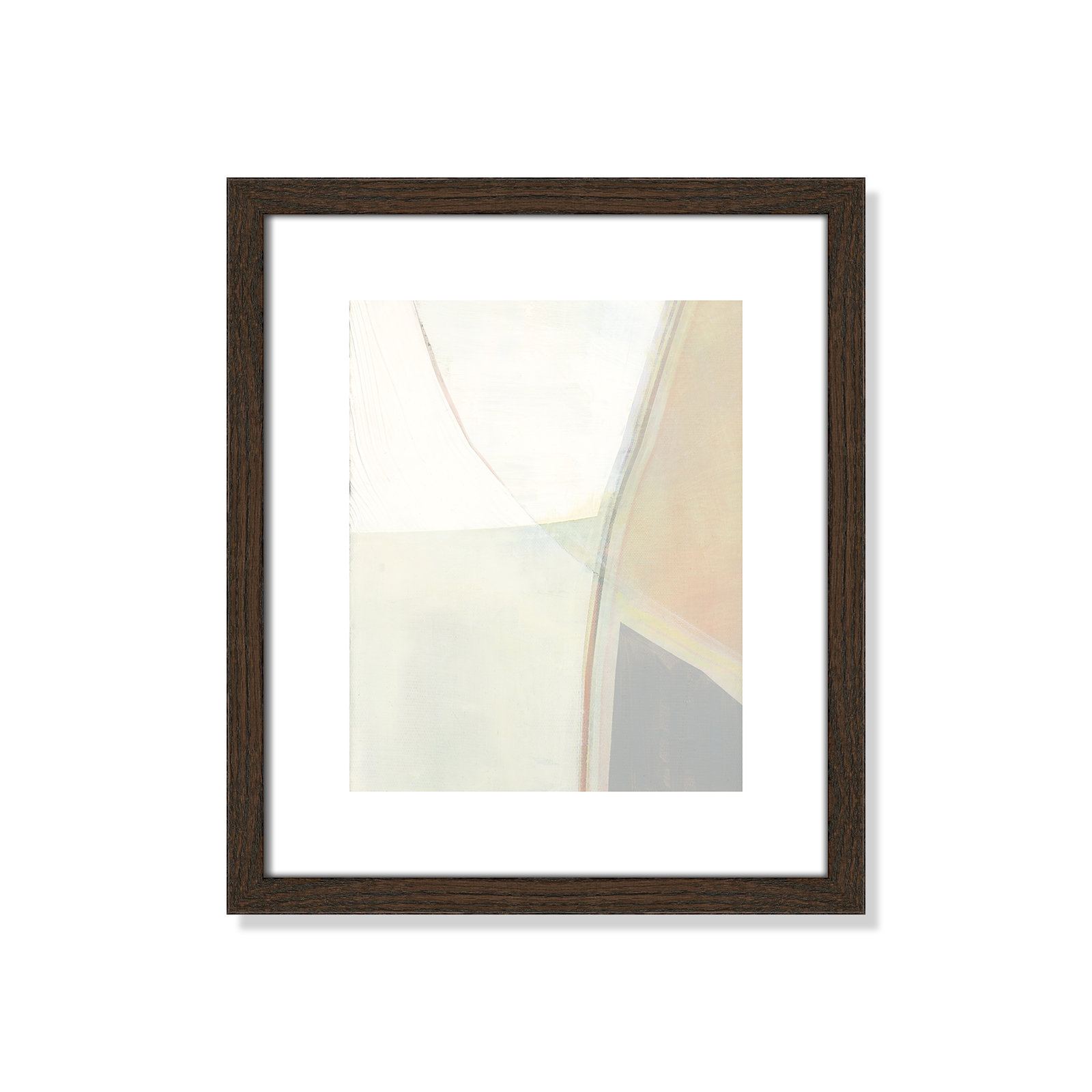 In Neutral II - Painting Print, Walnut Wood Framed Paper, 15" H x 13" W x 0.75" D