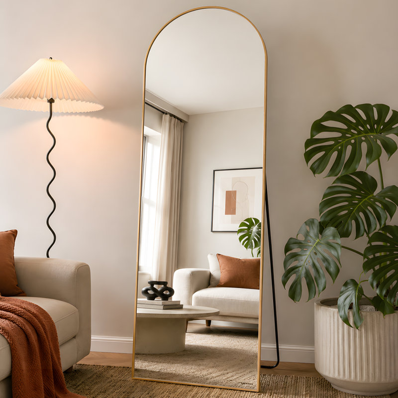 Miroir de plancher surdimensionné avec support et miroir mural, 71" x 24", Oak
