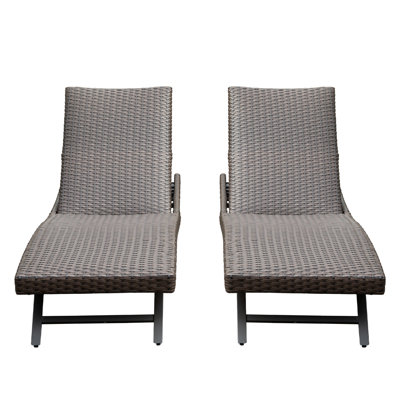 2-Piece Aluminum Wicker Outdoor Chaise Lounge
