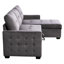 Lit de salon réversible de 77 pouces avec velours gris foncé et rangement modulaire à assemblage rapide pour la zone