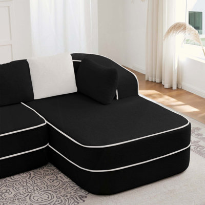 Right Chaise Sofa W/Pillows Teddy Fabric