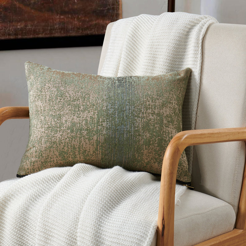 Rectangular Lumbar Cushion, Taupe/Sage