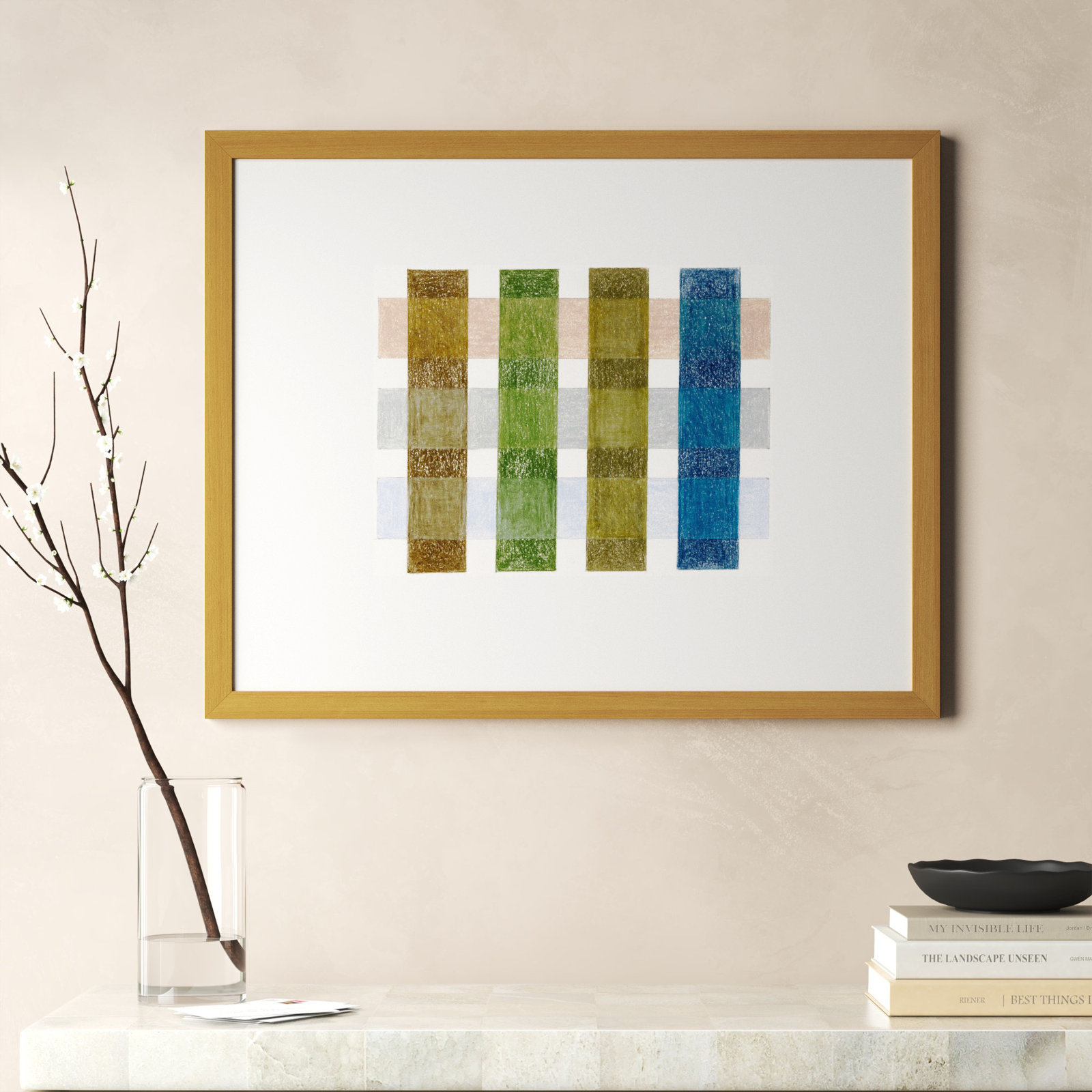 Lancel "Gridlock V" Print by Beth James, Gold Framed, 24'' H X 30'' W X 1.25'' D