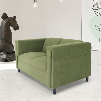 Canapé-lit en suède vert pour le salon, causeuse moderne pour petits espaces et chambre à coucher avec structure en bois massif