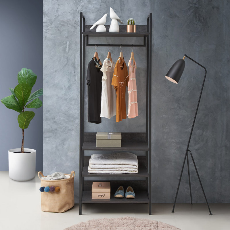Zaira Manufactured Wood Wardrobe, 180 cm H x 63.8 cm W x 40 cm D, Black