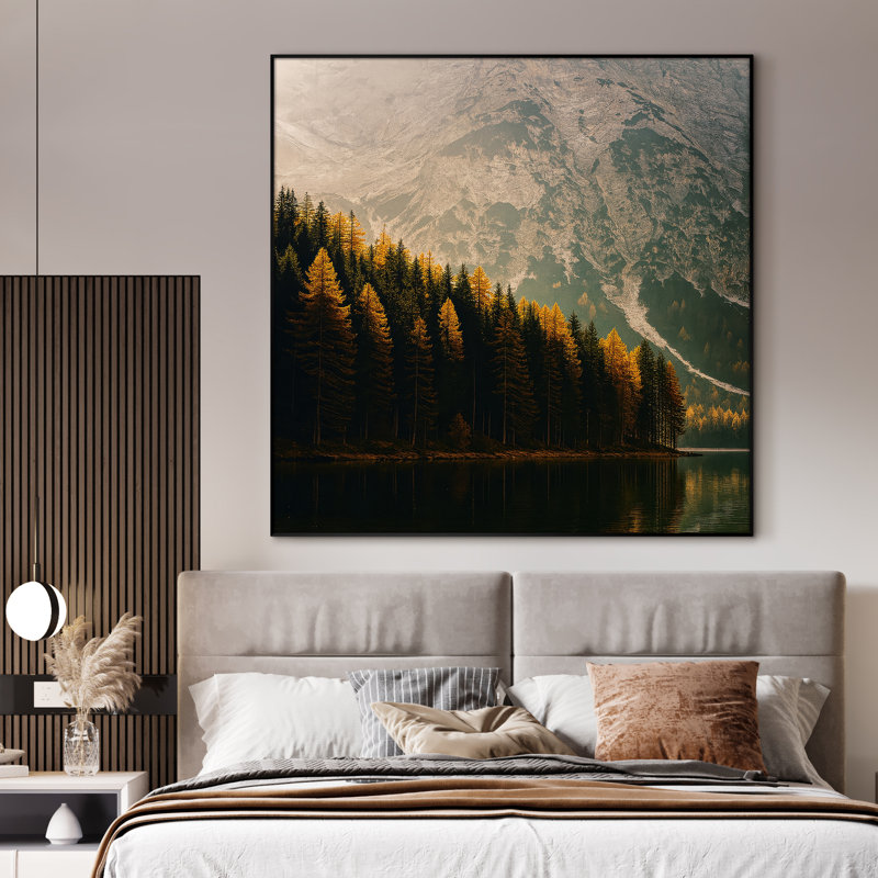 Très grande reproduction d'art sur toile - Paysage de montagne, œuvre d'art pour le salon ou la chambre à coucher - «Assemblage requis du cadre (cadre non fini)»