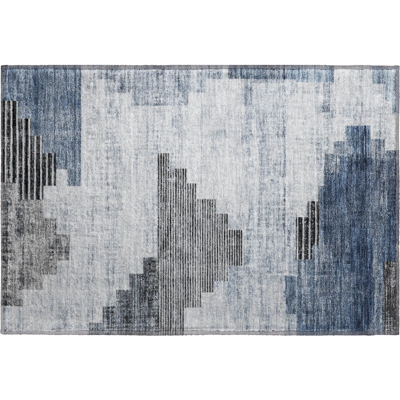 Premium Machine Washable Ashington AMF1829 Geometric Rug, Rectangle 1'8" x 2'6"