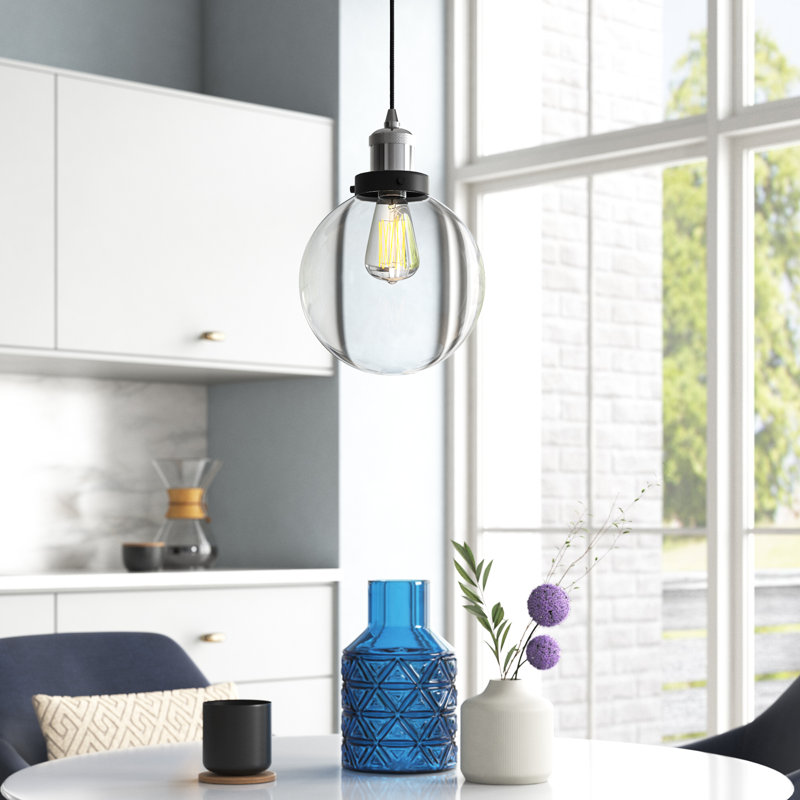Starrett 1 - Light Single Pendant, Polished Nickel with Matte Black accents, Clear