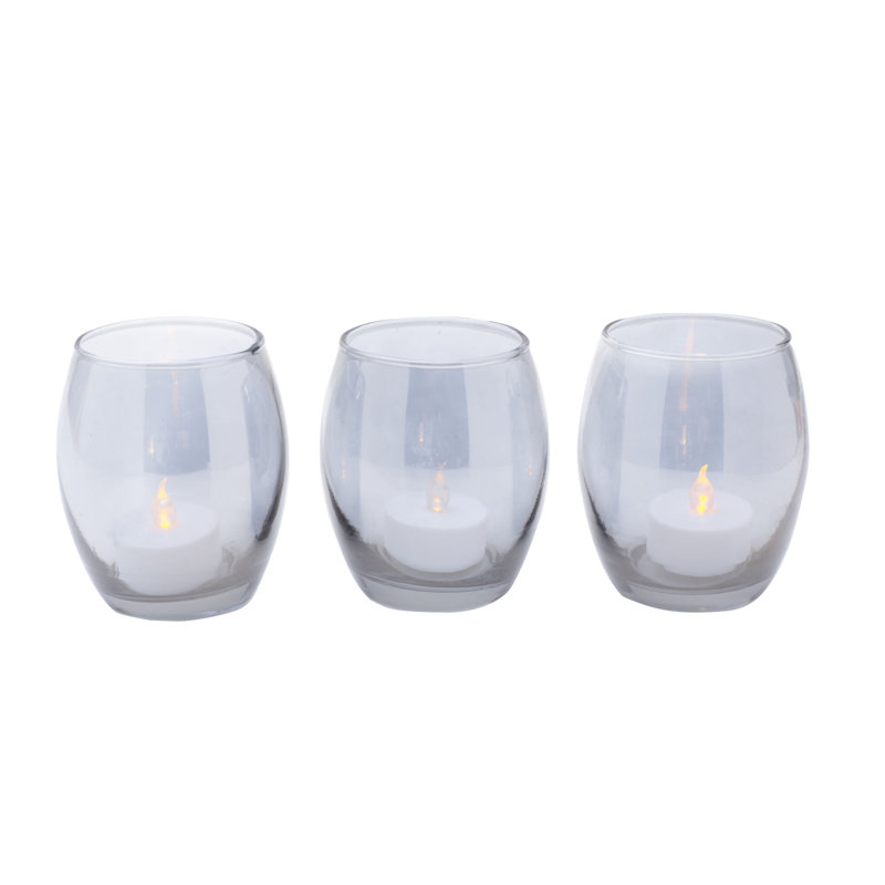 Gray Glass Tabletop Votive Candle Holder Set of 3