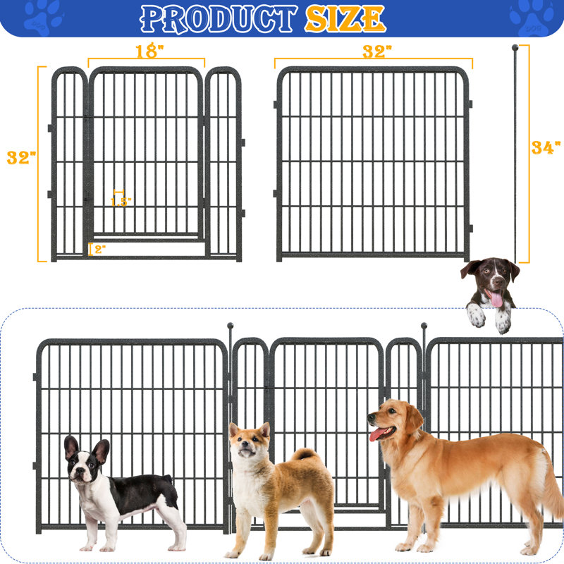 Iron Exercise Pen, 32" H x 515" W x 0.50" D