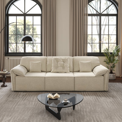 109.4'' Velvet 3-seater Electric Convertible Sofa Bed