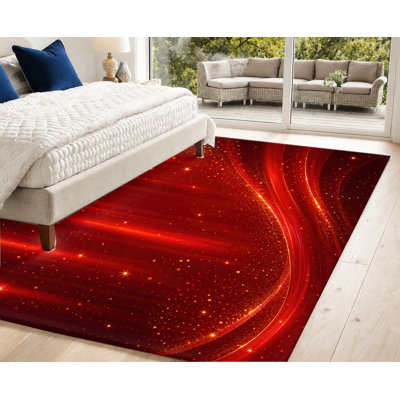 Tapis lavable en machine à motif de feu abstrait avec envers antidérapant, motif tourbillonnant et scintillant, décoration intérieure confortable pour salon, chambre, entrée, cuisine, balcon, appartement