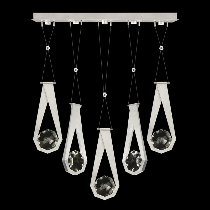Aria 5 - Light LED Kitchen Island Pendant, Brushed Silver