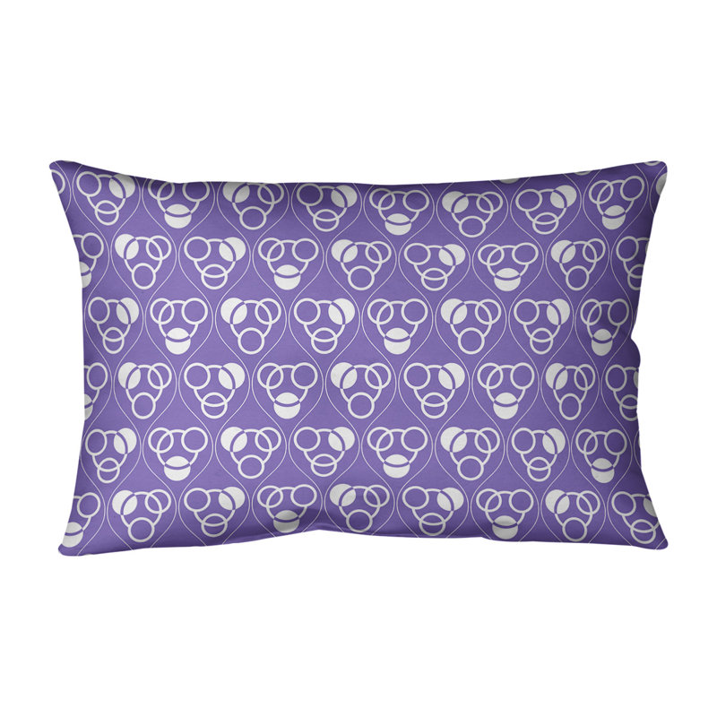 Coussin lombaire classique à motif de cercles Waves, H 14 po x l 20 po, Polyester / Bourre en polyester, Mauve/blanc