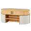 Table basse multifonctionnelle ovale avec rangement et 4 tabourets en tissu, parfaite pour les espaces de vie compacts et l'utilisation familiale