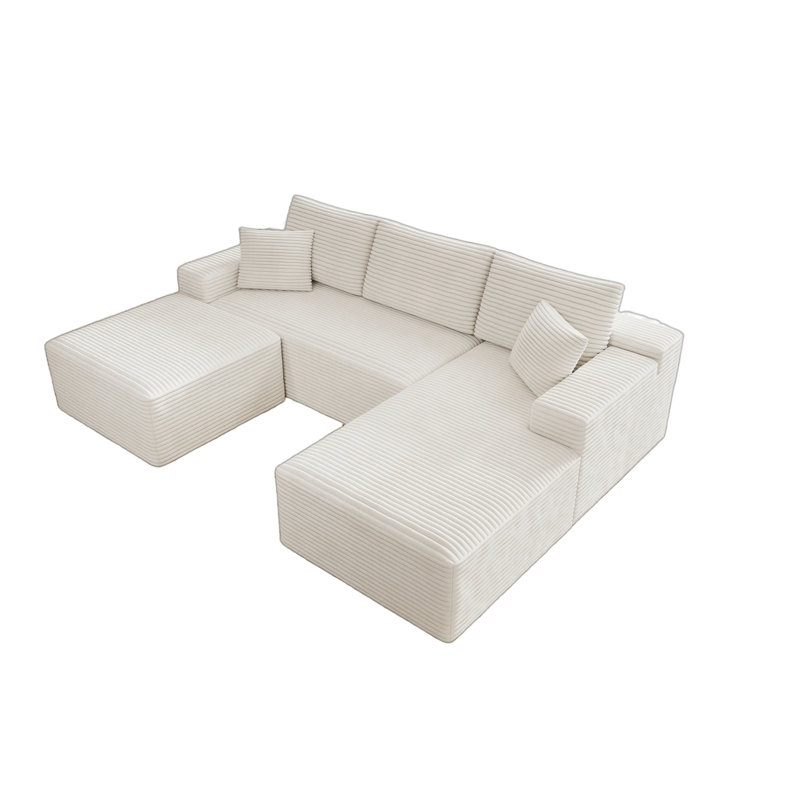 104.3*70.8" Modular Sectional Sofa Seat,Upholstered Compressed Couch For Living Room,Bedroom,Apartment,No Assembly Required,3 PC Free Combination,Plush Corduroy Fabric