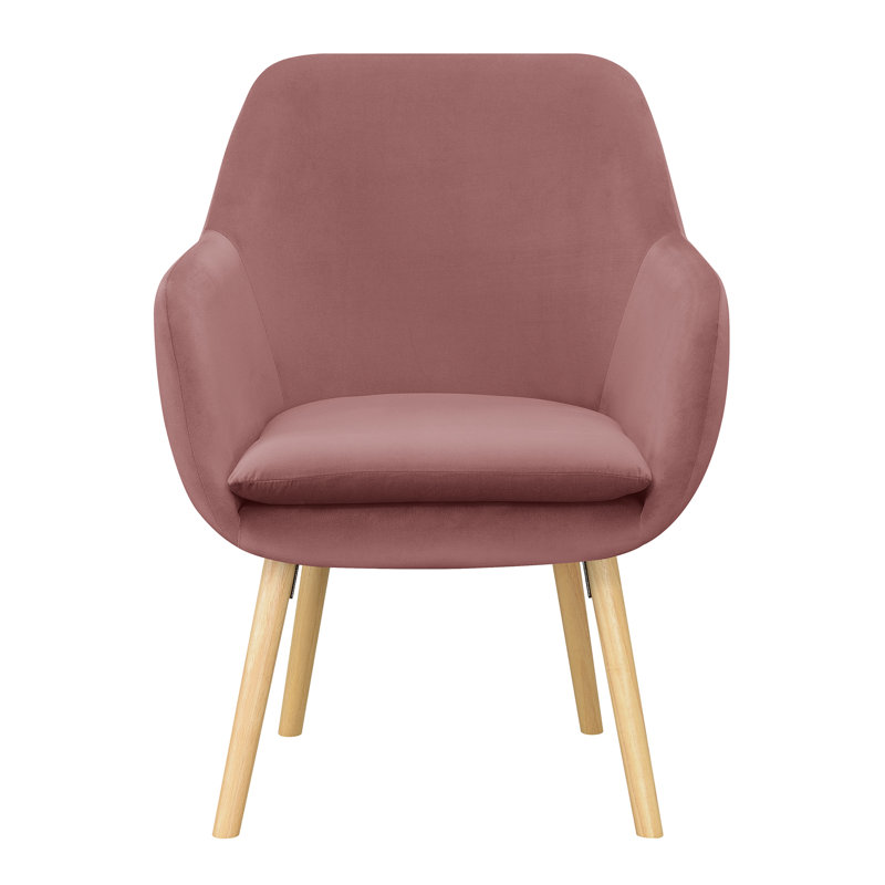 Abdelrahman 25.25" Wide Wingback Upholstered Armchair with Solid Wood Legs, Sea Foam Blue Linen