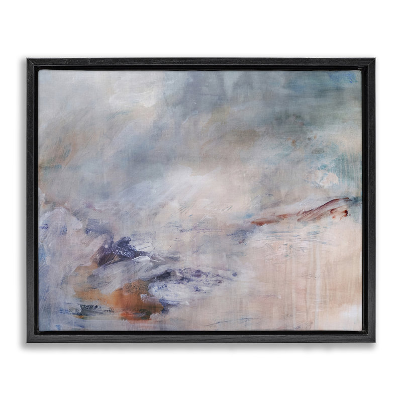 «Ocean Beach», art mural encadré flottant abstrait par Hope Bainbridge, Cadre flottant noir de jais, H 17 po x l 21 po